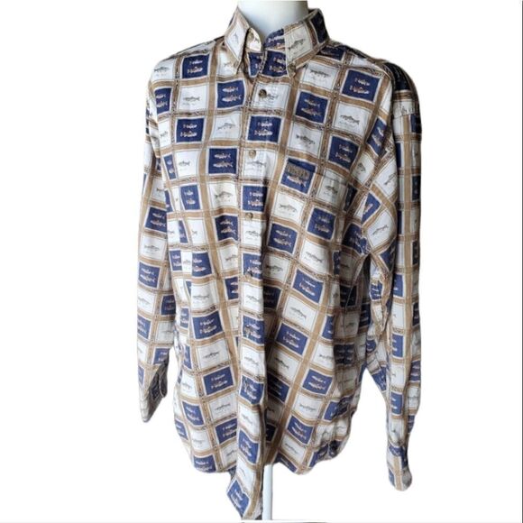 Vintage Woolrich Fish Novelty Print Button down Medium - Picture 1 of 10